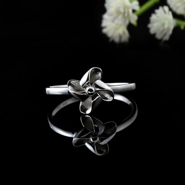 925 Sterling Silver Pinwheel Flower Ring