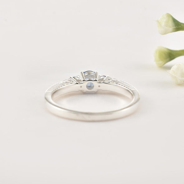 4mm Round Tanzanite Three-Stone Ring 925 Sterling Silver