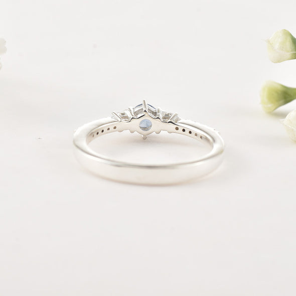 4mm Round Amethyst Solitaire Accent Ring 925 Sterling Silver