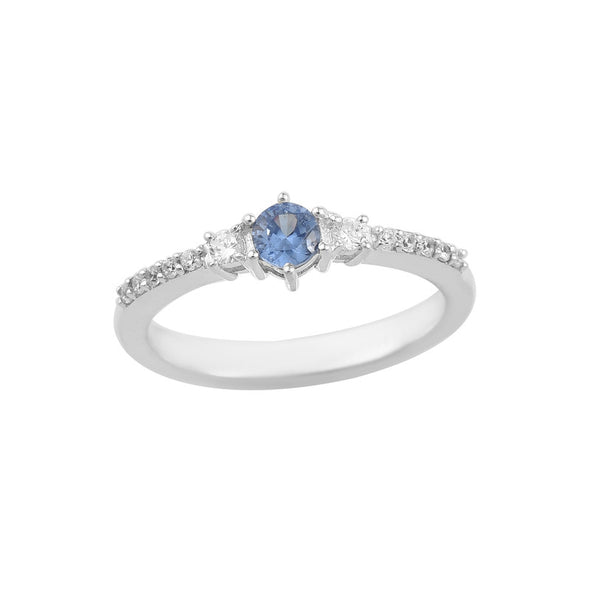 4mm Round Amethyst Solitaire Accent Ring 925 Sterling Silver