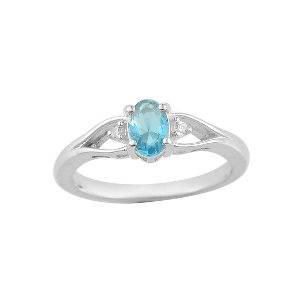 6x4mm Oval Swiss Blue Topaz Three Stone Ring 925 Sterling Silver