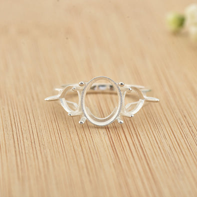 925 Sterling Silver 10x8mm Oval Semi Mount Ring