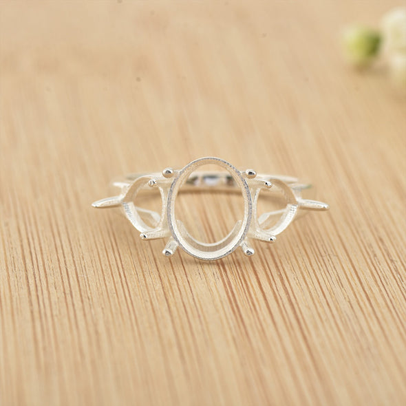925 Sterling Silver 10x8mm Oval Semi Mount Ring