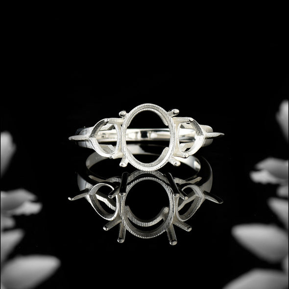 925 Sterling Silver 10x8mm Oval Semi Mount Ring