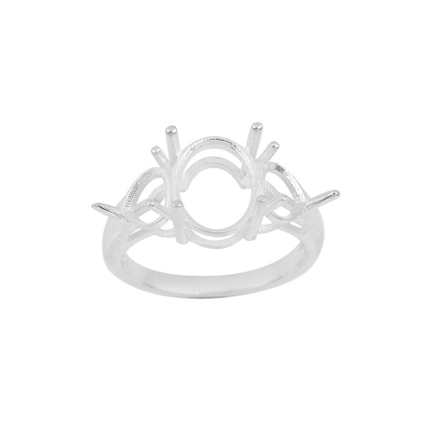 925 Sterling Silver 10x8mm Oval Semi Mount Ring