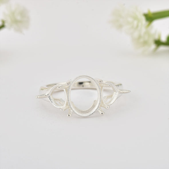 925 Sterling Silver 10x8mm Oval Semi Mount Ring