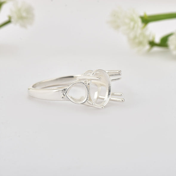 925 Sterling Silver 10x8mm Oval Semi Mount Ring