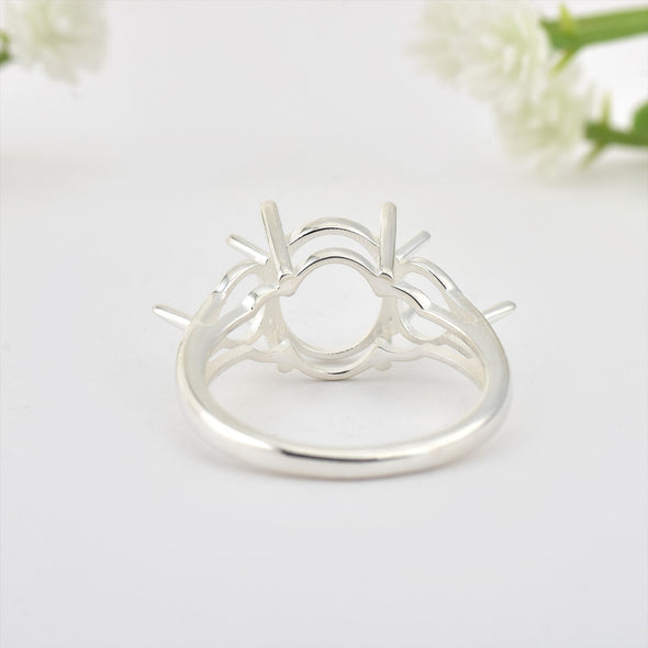 925 Sterling Silver 10x8mm Oval Semi Mount Ring