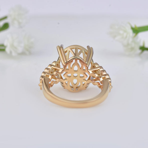 925 Sterling Silver Gold Plated 16x13mm Oval Semi Mount Ring