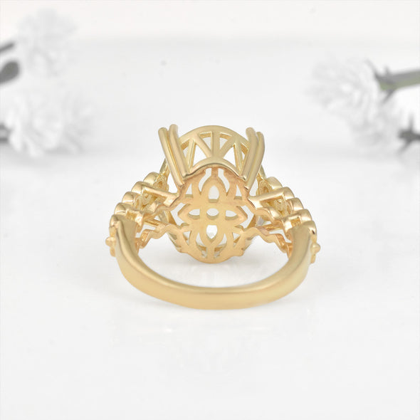 925 Sterling Silver Gold Plated 16x13mm Oval Semi Mount Ring