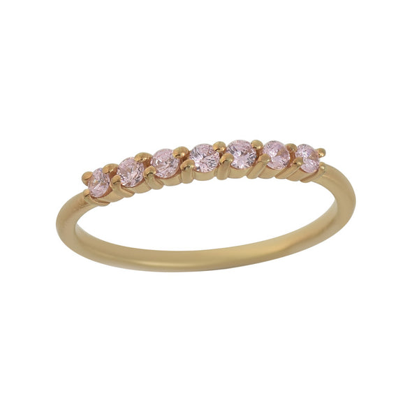 2x2mm Round Pink Topaz Half Eternity Ring 925 925 Sterling Silver Gold Plated