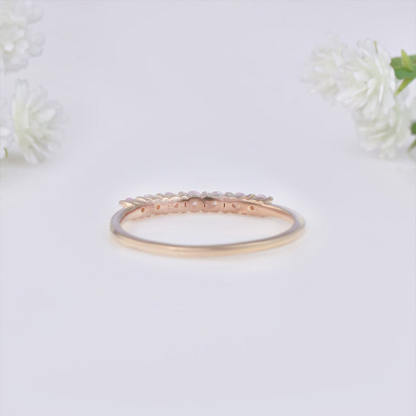 2x2mm Round Pink Topaz Half Eternity Ring 925 925 Sterling Silver Gold Plated