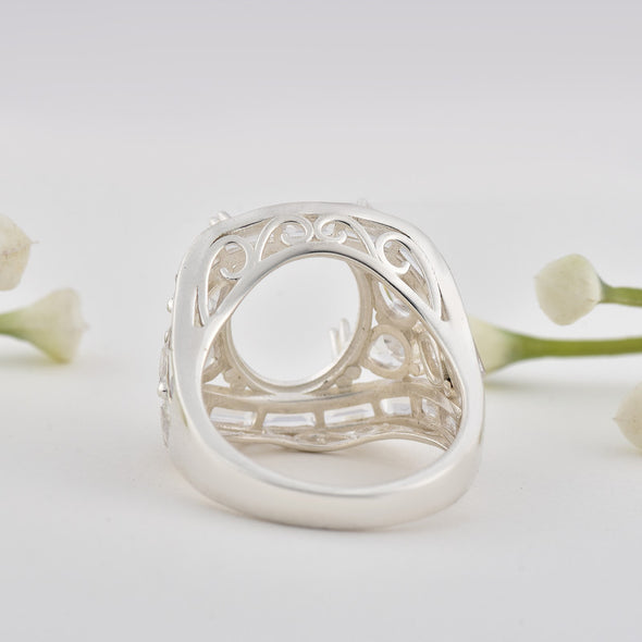13x10mm Oval Semi Mount Ring 925 Sterling Silver