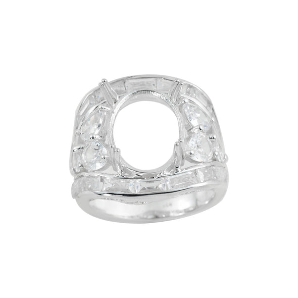 13x10mm Oval Semi Mount Ring 925 Sterling Silver