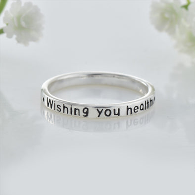 925 Sterling Silver Engraved “Wishing You Health” Band Ring