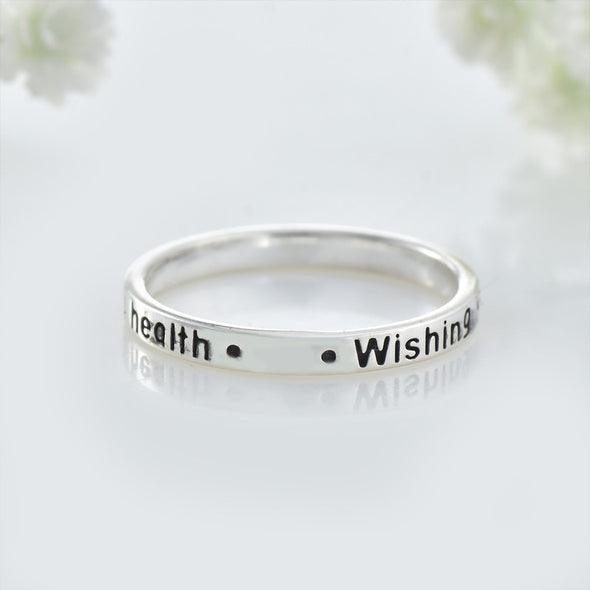 925 Sterling Silver Engraved “Wishing You Health” Band Ring