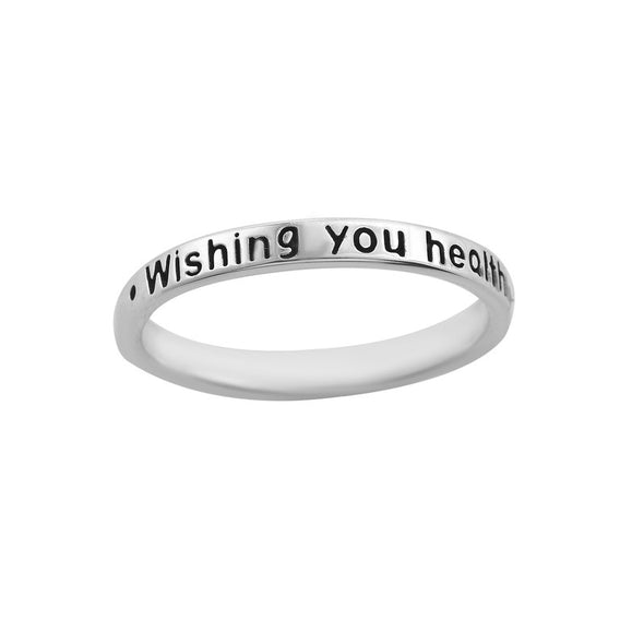 925 Sterling Silver Engraved “Wishing You Health” Band Ring