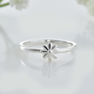 925 Sterling Silver Flower Dainty Minimalist Ring