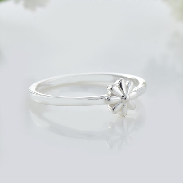 925 Sterling Silver Flower Dainty Minimalist Ring