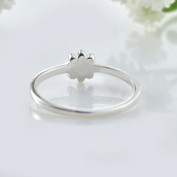 925 Sterling Silver Flower Dainty Minimalist Ring