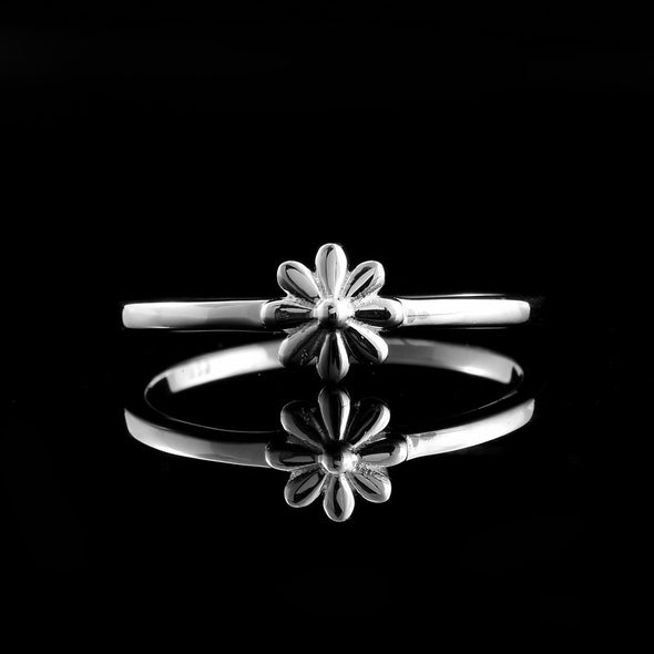 925 Sterling Silver Flower Dainty Minimalist Ring