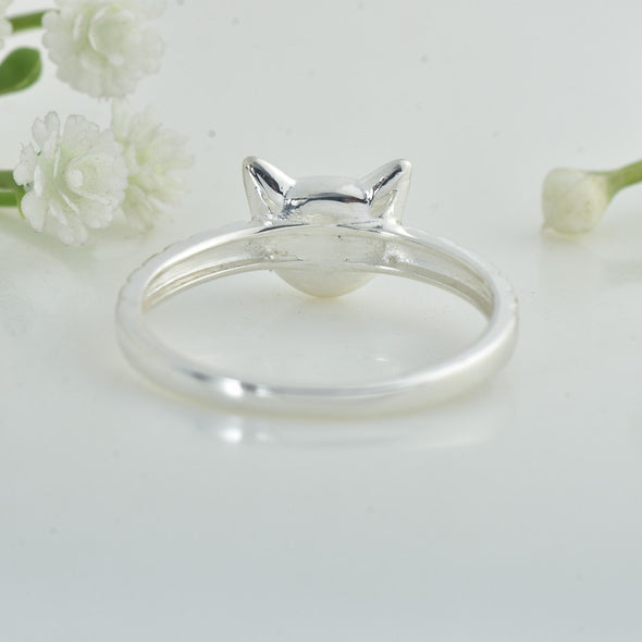 925 Sterling Silver Cat Face Ring