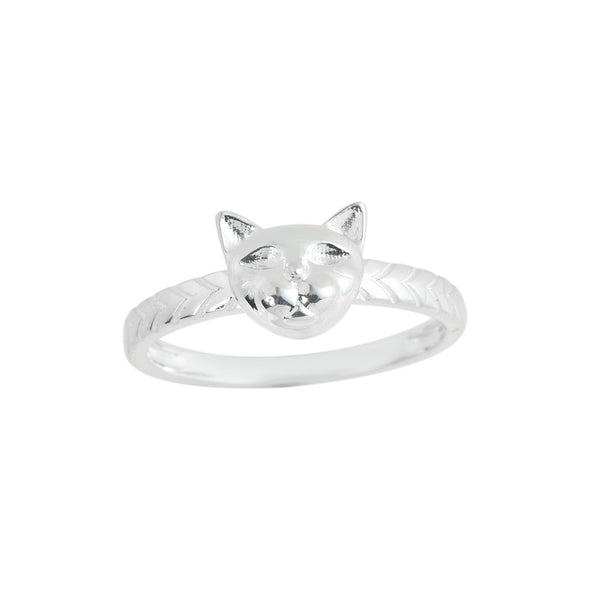 925 Sterling Silver Cat Face Ring